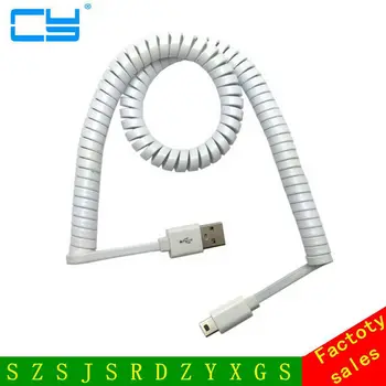 10 футов 3 М Пружинный спиральный кабель USB 2.0 для подключения к Mini USB 5-контактный кабель для синхронизации данных зарядного устройства Бесплатная доставка