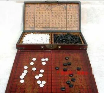 49 см, Оптовый дешевый Китайский игровой набор Go, Кожаная коробка, доска для Гобана и камни