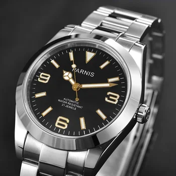 Parnis, черный циферблат, позолоченные 40 мм механические автоматические мужские часы, сапфировое стекло, механизм MIYOTA 8215, браслет Oyster