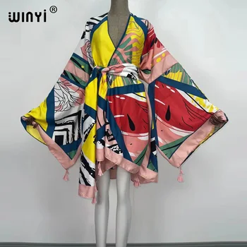 WINYI 2021 Африка Летний женский кардиган с вышивкой, халат, Коктейльный сексуальный Бохо Макси, африканский Праздничный халат с рукавом 