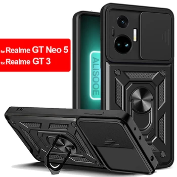 Для Realme GT Neo 5 GT 3 Чехол Слайд Защитное Кольцо Для объектива Камеры Подставка Задняя Крышка для Realme GT 3 Neo 5 Броня Держатель Funda
