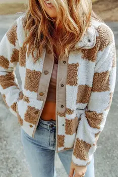 Зимний свитер Maomao 2023 в клетку, Женское Клетчатое теплое Модное пальто, Зимняя одежда для женщин