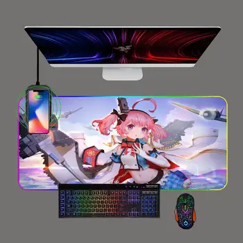 Игровой Коврик для мыши в стиле аниме Azur Lane, RGB, Беспроводная зарядка телефона, люминесценция, коврик для клавиатуры ПК, игровой компьютер, Офисный коврик для мыши, ковер