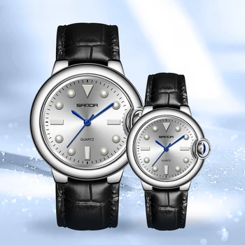 Лидер продаж, пара часов, Модный кожаный и стальной ремешок, практичные водонепроницаемые кварцевые наручные часы, подарки для влюбленных 1097