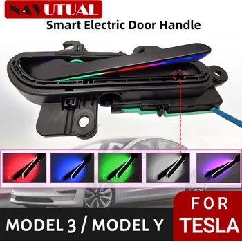 Модернизированные Умные встроенные электрические дверные ручки с красочными светодиодными лампочками для Tesla Model 3 Y 2018-2023 Автоматически открывающаяся ручка