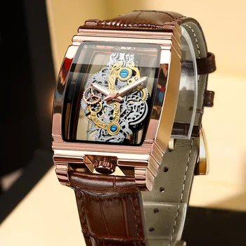 Модные Квадратные Прозрачные Полые кварцевые мужские часы Водонепроницаемые Спортивные Военные часы Мужские наручные часы Relogio Masculino