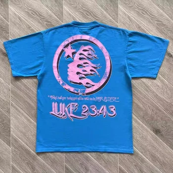 Новая синяя футболка Hellstar Resurrection Для мужчин и женщин, высококачественные футболки, футболка y2k