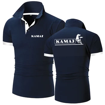 Новый бренд KAMAZ, мужские летние хлопковые рубашки-поло с отворотом, Дышащий принт, повседневные спортивные дышащие топы, футболка, мужская одежда