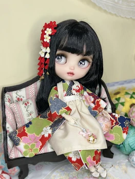 Одежда Blythe, кимоно, золоченое платье для девочек с вишневым цветом, 1/6 30 см, BJD, аниме для девочек (подходит для тела маленькой рыбки, Pullip, Ob24, Licca)