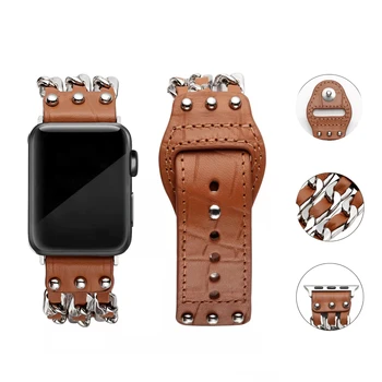 Премиум Кожаный ремешок Для Apple Watch Ultra 8 7 49 мм 45 мм 41 мм 6 5 4 SE 44 мм 40 мм Джинсовый браслет-цепочка Для часов iwatch 3 42 мм