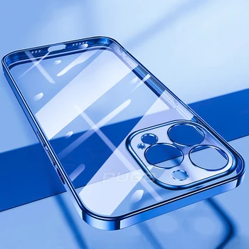 Роскошный Прозрачный Мягкий Силиконовый Противоударный Чехол с Покрытием для iPhone 14 Plus 13 11 12 Pro Max Mini XR X XS Clear Cover