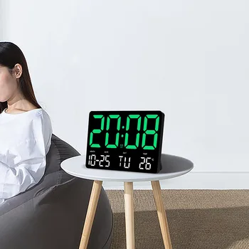 Светодиодные цифровые настенные часы с большим экраном, Электронный будильник, Дата, время, температура, Многофункциональные часы для домашнего декора гостиной