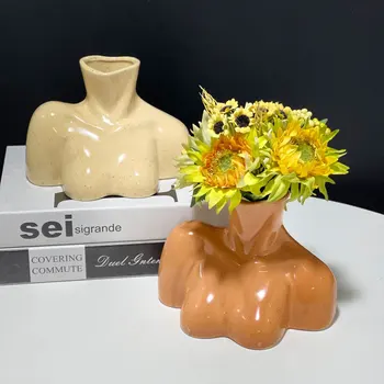 Скандинавская креативная абстрактная керамическая ваза с изображением человеческого тела, вставка для цветов, художественное украшение для вазы, Эстетический декор для комнаты, Скандинавская ваза