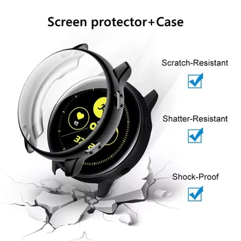Чехол для часов Samsung Galaxy Watch active 2 44 мм 40 мм TPU Универсальный бампер, Защитная пленка для экрана + пленка, аксессуары для смарт-часов