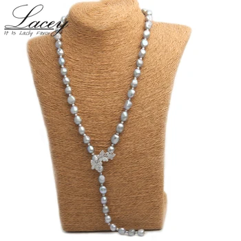 10 мм Ожерелье из жемчуга в стиле барокко, настоящее пресноводное культивированное длинное жемчужное ожерелье, ювелирные украшения для милой Леди, женский подарок, Горячая распродажа