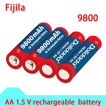 100% новая бирка AA battery 9800 mah аккумулятор AA 1,5 V. Перезаряжаемые новые Alcalinas drummey┬1 шт. зарядное устройство с 4 ячейками