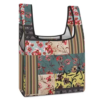2 шт., индивидуальная цветная сумка для покупок с блокировкой, Экзотическая цветочная сумка для покупок, Повседневная женская сумка для покупок, Настраиваемый узор