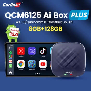 2023 CarlinKit Беспроводной CarPlay Ai Android Tv Box QCM6125 Восьмиядерный 8G + 128G Netflix Youtube Iptv Apple Car Play Box Android 13