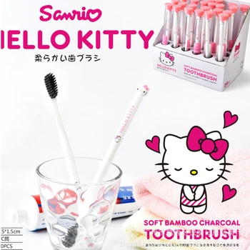 24 шт./компл. Sanrio Hello Kitty Kuromi Cinnamoroll Мягкая зубная щетка для школьного сезона, Аниме Каваи, Милые креативные подарки для детей
