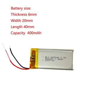 3,7 В Pl 602040 400 мАч Литий-ионная Полимерная Аккумуляторная батарея для беспроводной связи, Bluetooth, Мыши, Клавиатуры, Mp3, Считывания точек Pe