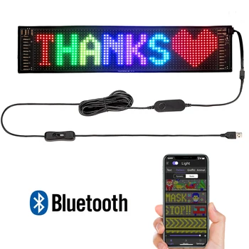 37 см Светодиодный матричный экран Bluetooth RGB Управление приложением для смартфона Гибкая светодиодная панель дисплея С рисунком Граффити Текст Анимационный дисплей