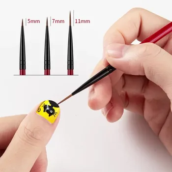 3шт Кисти для ногтей Линейный Рисунок Ручка для Рисования ногтей Профессиональный Набор для Дизайна Ногтей DIY Акриловый Маникюр Французские Инструменты для дизайна в тонкую полоску