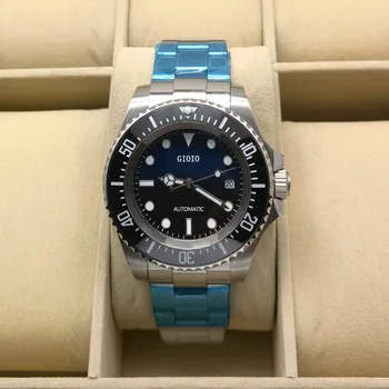 44 мм Высококачественные мужские автоматические механические часы Сапфировый Черный Синий Керамический ободок Из Нержавеющей Стали Светящийся