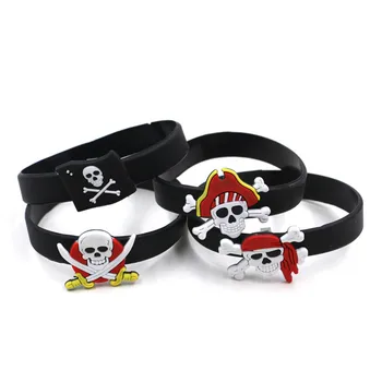 4шт Детский Пиратский силиконовый браслет для душа на День рождения, Пиратский браслет, сувениры для вечеринок для взрослых, украшения для душа для детей на Хэллоуин