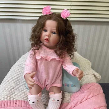 55 см Реалистичная Кукла-Реборн Bebe, уже окрашенная, Полностью Виниловое Моющееся Тело, Улыбающаяся Девочка, Реалистичная игрушка для малышей, фигурка, подарки