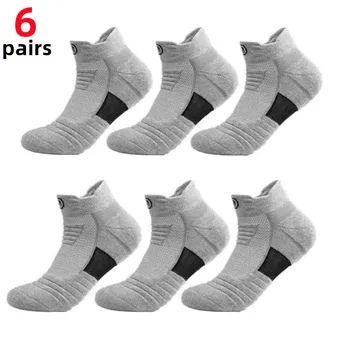 6 пар/Мужские Спортивные носки Для Бега на открытом Воздухе, Баскетбольные Носки, Нескользящие, Утолщенные Меховые Кольца, Дышащие Повседневные Футбольные Носки