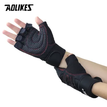 AOLIKES 1 Пара полупальцевых перчаток для тяжелой атлетики, тренажерного зала, Поддержка запястья, Оберточные ремни, сопротивление трению, Велосипедные перчатки, Спорт, фитнес
