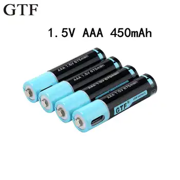 GTF 100% емкость 1,5 В AAA Батарея 450 мАч USB Аккумуляторная Батарея 1,5 В 675 МВтч Для игрушек с Дистанционным Управлением AAA батареи