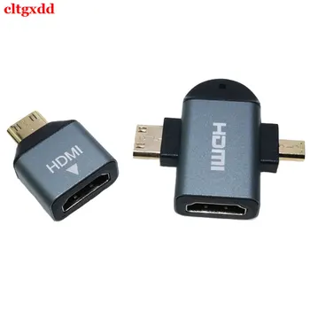 HDMI-совместимый адаптер female head to microD male head female head to D male head + C male head one drag two HD video converter ada