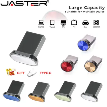 JASTER Mini button blue Многофункциональный Новый Металлический флэш-накопитель USB 2.0 Серебристый U-диск 32 ГБ 64 ГБ Memory Stick Бизнес-подарок TYPE-C
