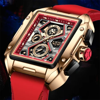 LIGE 2023 Новые креативные квадратные часы для мужчин, Лучший бренд класса Люкс, мужские часы, Модные Водонепроницаемые спортивные кварцевые наручные часы с хронографом