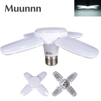 Muunnn Светодиодная Лампа E27 AC85-265V Лампа Синхронизации Лопастей вентилятора 28 Вт 360 ° Складная Светодиодная лампа Для Домашнего Потолочного Освещения Гаражный Светильник
