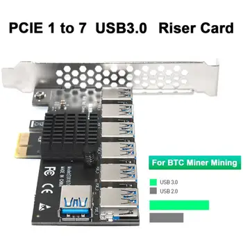 PCI-E Riser Card 1 Оборот 7 Слот PCI-Express От 1x до 16x USB 3.0 Майнинг Специальная Riser Card PCIe Конвертер Для Майнинга BTC Miner
