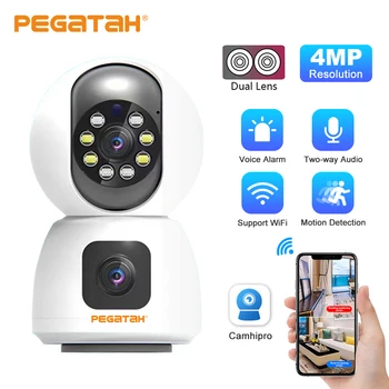 PEGATAH WiFi IP-Камера 1080P HD с двумя объективами Беспроводной Видеоняни и Радионяни AI Отслеживание Аудио Видео Видеонаблюдения В помещении PTZ-Камеры