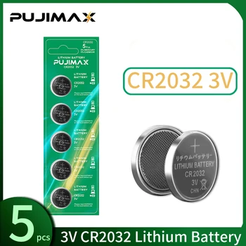 PUJIMAX 5 шт. Батарейки для кнопок CR2032 BR2032 DL2032 ECR2032 SB-T15 EA2032C Литий-ионный Аккумулятор Для Монет 3 В 2032 Для Электронных Часов