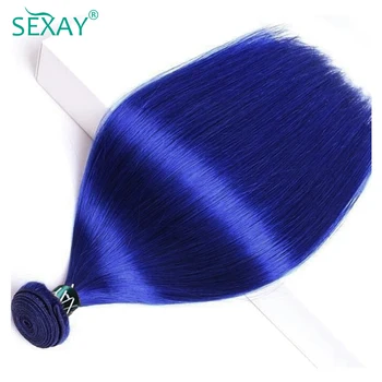 Sexay Чистые Синие Пучки Прямых Волос Продажа 10-28 Королевских Синих Перуанских Предварительно Окрашенных Волос Плетет 10A Remy Человеческие Волосы Плетет Пучки