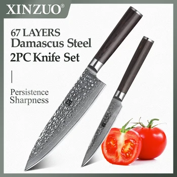XINZUO 2 шт. Набор кухонных ножей Дамасский набор острых столовых приборов Японский VG10 Универсальный Нож для шеф-повара