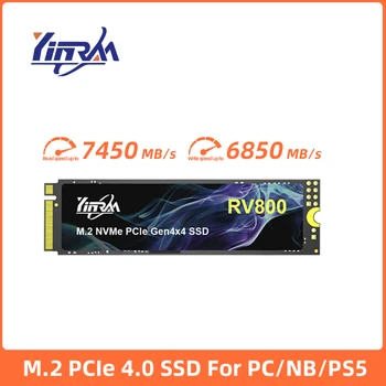 YINRAM M2 SSD NVMe 7450 МБ/с./с. 1 ТБ 2 ТБ PCIe4.0 SSD 4 ТБ Жесткий диск Внутренний твердотельный накопитель с радиатором для портативных ПК PS5