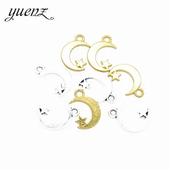 YuenZ 30шт античного серебряного цвета подвески в виде луны и звезды, металлические ожерелья и подвески для изготовления ювелирных изделий 17*11 мм L614