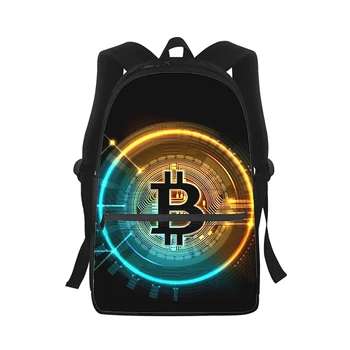 Биткойн денежная валюта, Мужской Женский рюкзак с 3D Принтом, модная студенческая школьная сумка, рюкзак для ноутбука, Детская дорожная сумка через плечо
