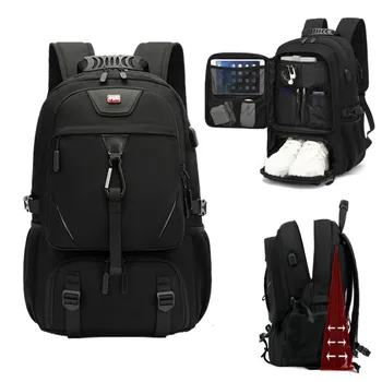 Большой рюкзак для путешествий, Бизнес-самолет, Многофункциональный Походный Ноутбук, USB-зарядка, мужская сумка, Расширяемые рюкзаки с карманом для обуви