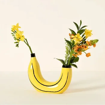 Ваза для бананов Эклектичная Уникальная ваза из банановой смолы в желтых цветочных композициях украшение настольной вазы для гостиной украшение дома