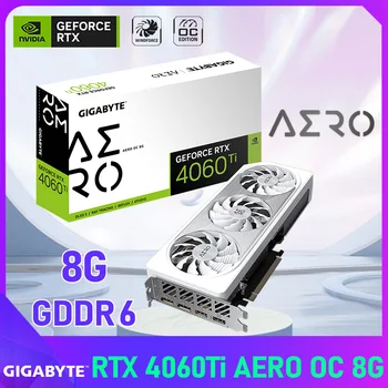 Видеокарта GDDR6 Gigabyte GeForce RTX 4060Ti AERO OC 8G GDDR6 PCI-E 4.0 18000 МГц 128-Разрядная с тремя вентиляторами RTX 4060Ti с оверлоком