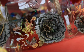 Винтажный ночной праздник, Черная роза, Цветочный Васи, ПЭТ-лента для изготовления открыток, украшения, наклейки для скрапбукинга 