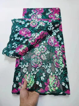 Высококачественная Роскошная французская Нигерийская Кружевная ткань с вышивкой пайетками 2023, Африканская Кружевная ткань, Материал для вечерних свадебных платьев