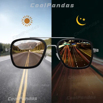 Высококачественные Квадратные Солнцезащитные очки Tony Stark, Фотохромные Поляризованные Мужские Очки в стиле Стимпанк, Очки Для Вождения, zonnebril heren